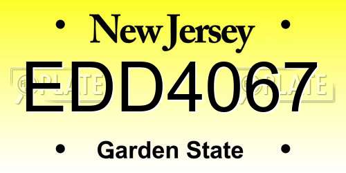 EDD4067 New Jersey License Plate