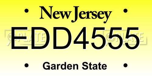 EDD4555 New Jersey License Plate