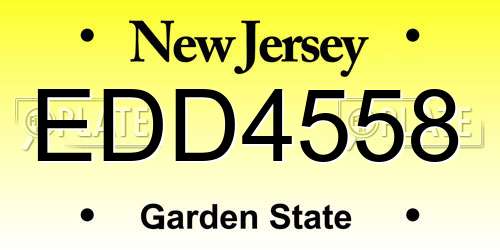 EDD4558 New Jersey License Plate