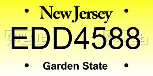 EDD4588 New Jersey License Plate