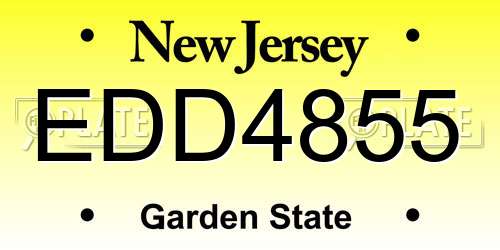 EDD4855 New Jersey License Plate