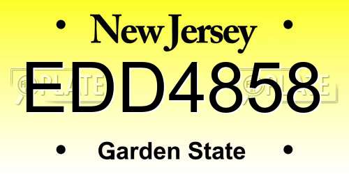 EDD4858 New Jersey License Plate