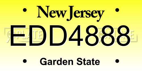 EDD4888 New Jersey License Plate