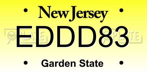EDDD83 New Jersey License Plate