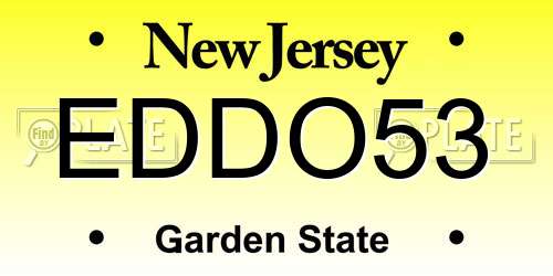 EDDO53 New Jersey License Plate