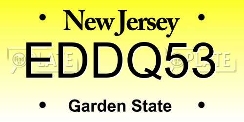 EDDQ53 New Jersey License Plate