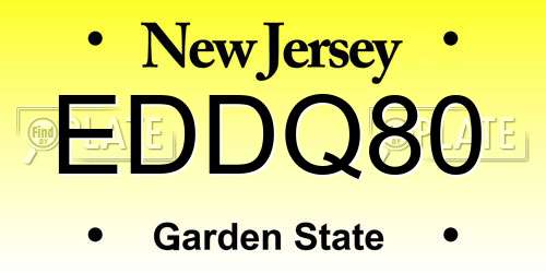 EDDQ80 New Jersey License Plate
