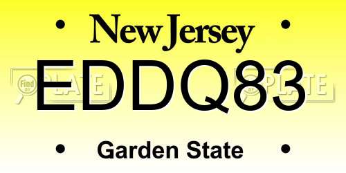 EDDQ83 New Jersey License Plate