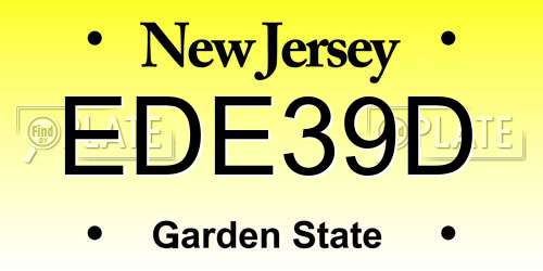 EDE39D New Jersey License Plate
