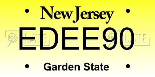 EDEE90 New Jersey License Plate