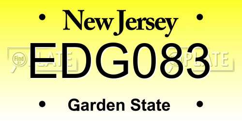 EDG083 New Jersey License Plate