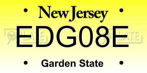 EDG08E New Jersey License Plate