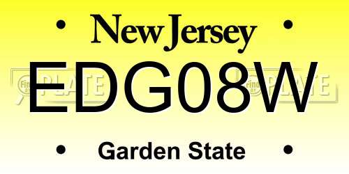 EDG08W New Jersey License Plate