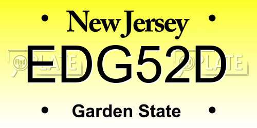 EDG52D New Jersey License Plate