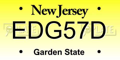 EDG57D New Jersey License Plate