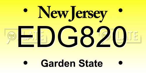 EDG820 New Jersey License Plate