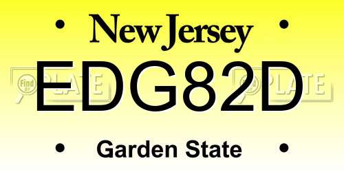 EDG82D New Jersey License Plate