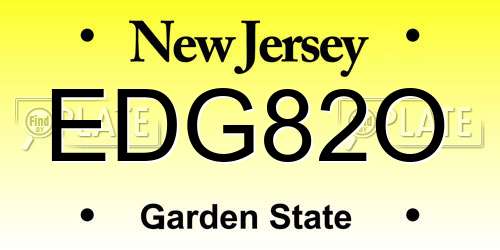 EDG82O New Jersey License Plate