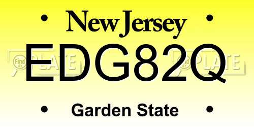 EDG82Q New Jersey License Plate