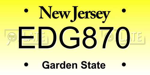 EDG870 New Jersey License Plate