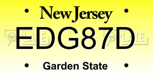 EDG87D New Jersey License Plate