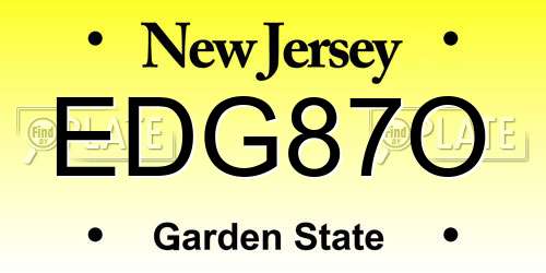 EDG87O New Jersey License Plate