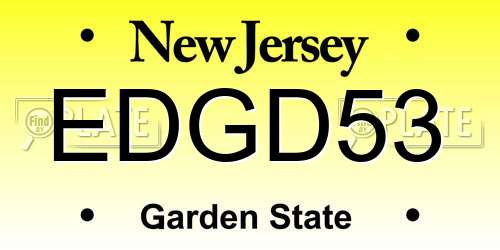 EDGD53 New Jersey License Plate