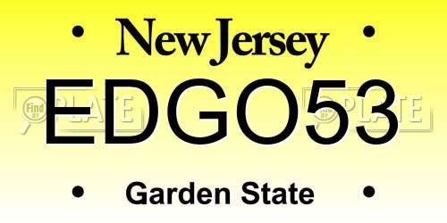 EDGO53 New Jersey License Plate