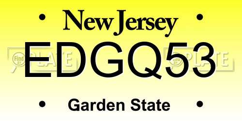 EDGQ53 New Jersey License Plate