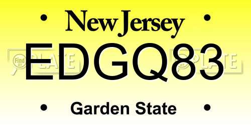 EDGQ83 New Jersey License Plate