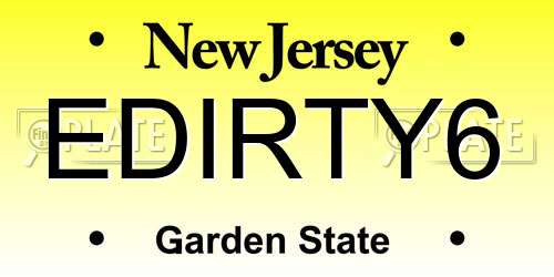 EDIRTY6 New Jersey License Plate