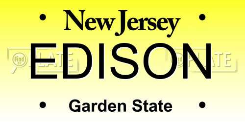 EDISON New Jersey License Plate