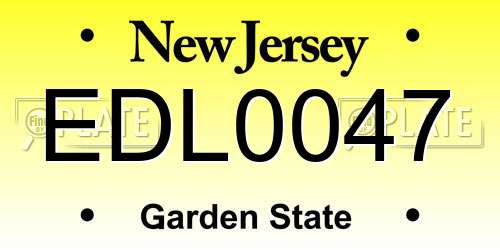 EDL0047 New Jersey License Plate