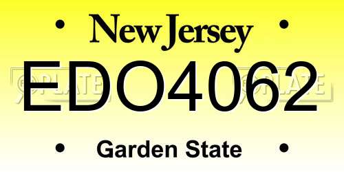 EDO4062 New Jersey License Plate