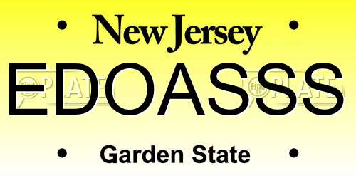 EDOASSS New Jersey License Plate