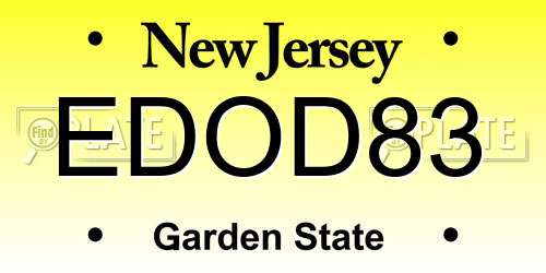 EDOD83 New Jersey License Plate