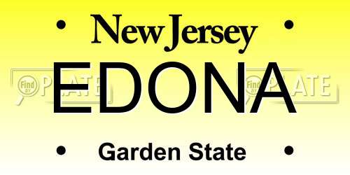 EDONA New Jersey License Plate