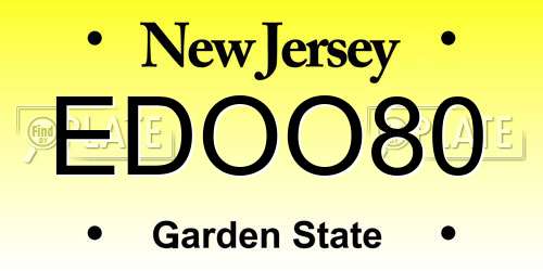 EDOO80 New Jersey License Plate