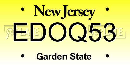 EDOQ53 New Jersey License Plate