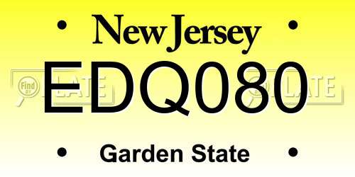 EDQ080 New Jersey License Plate