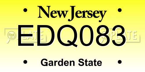 EDQ083 New Jersey License Plate