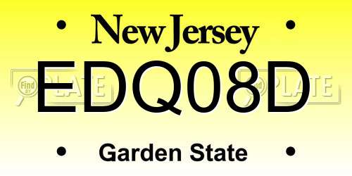 EDQ08D New Jersey License Plate