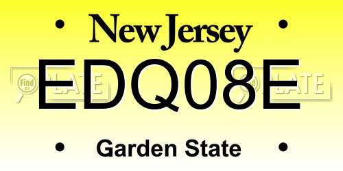 EDQ08E New Jersey License Plate