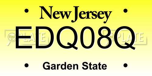 EDQ08Q New Jersey License Plate