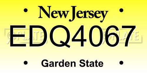 EDQ4067 New Jersey License Plate