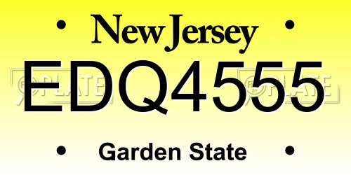 EDQ4555 New Jersey License Plate