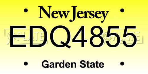 EDQ4855 New Jersey License Plate