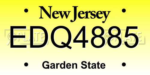 EDQ4885 New Jersey License Plate