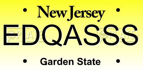 EDQASSS New Jersey License Plate