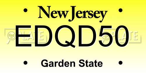 EDQD50 New Jersey License Plate